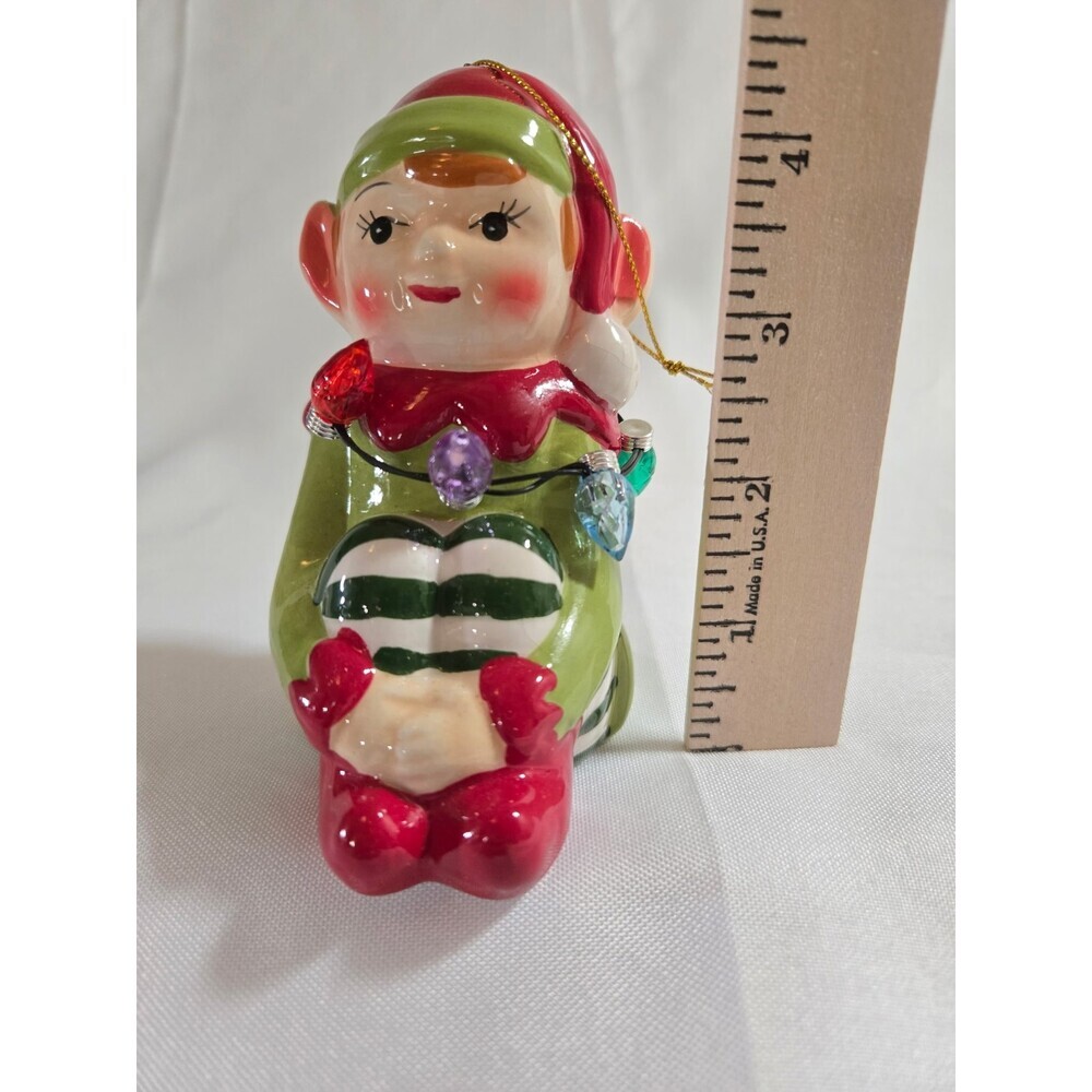 Christmas Ornament Elf Light Up 5”  Follow the Magic Knee Hugger Up.